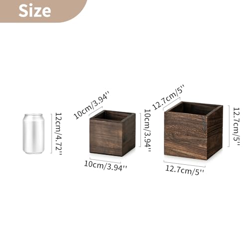 Small Wooden Box Set - Brown Square 4 Inch & 5 Inch - 12 Pcs for Decor & Storage