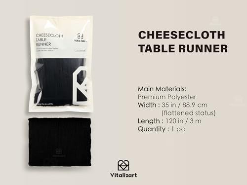 Black Cheesecloth Table Runner 10ft Gauze Boho Rustic Wedding Party Decor