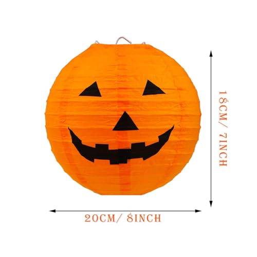12-Pack Halloween Pumpkin Paper Lanterns - 8 Inch Orange & Black Decorations