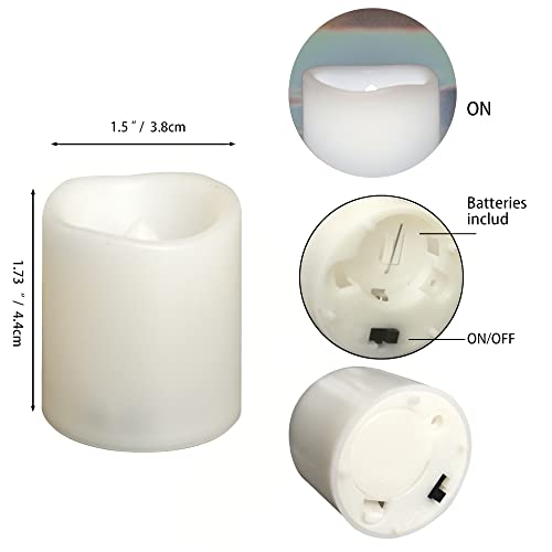 Battery Operated Flameless Votive Candles - White Flickering LED Tealights, 6 Pack with Batteries - Small Halloween, Wedding & Christmas Decor - Variation: White 6 PCS M