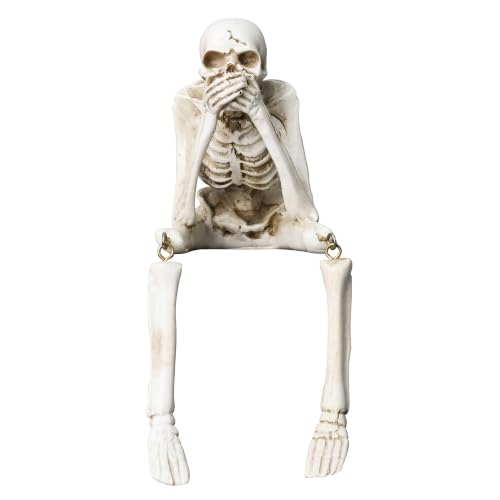 Speak No Evil Skeleton Figurine - Halloween Indoor Decor, Gothic Statue, Giftable Skeleton Collection - Variation: Speak No Evil