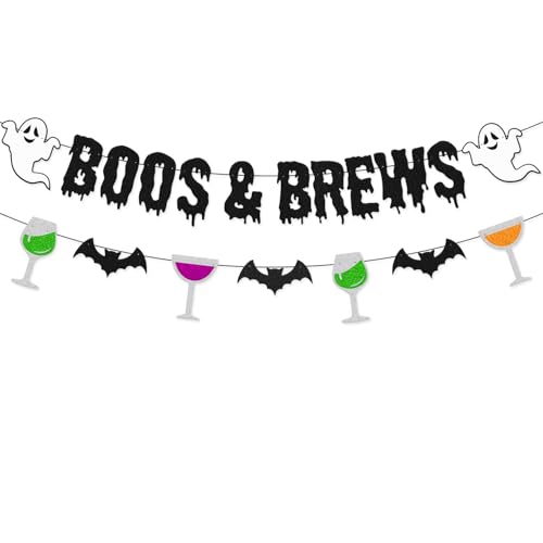 Halloween Party Banners Boos & Brews Decorations for Kids & Haunted House