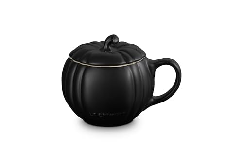 Le Creuset Stoneware Pumpkin Mug with Lid - 14 oz Licorice