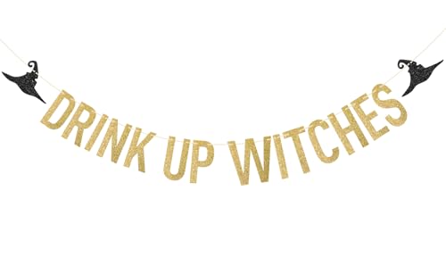Halloween Witches Banner with Gold Glitter - Pre-Strung Party Decor