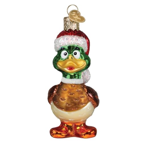 Silly Santa Duck Glass Christmas Ornament Handcrafted Holiday Decor