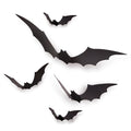 Halloween 3D Wall Decor Bats Pack - Reusable Felt & PVC Stickers, 4 Sizes