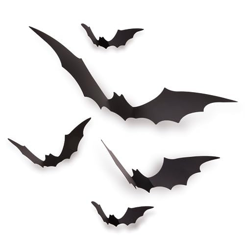 Halloween 3D Wall Decor Bats Pack - Reusable Felt & PVC Stickers, 4 Sizes