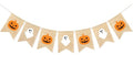 Halloween Pumpkin Ghost Banner Decorations for Mantle Fireplace Indoor Outdoor Festive Decor