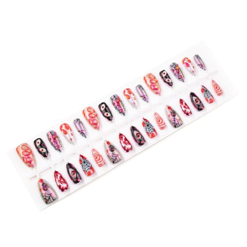 Halloween Almond Press-On Nails Style-3 Horror Themed Fake Nails 24Pcs