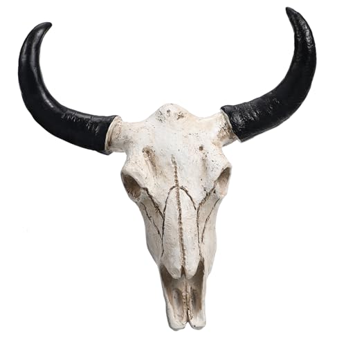 Cow Skull Wall Decor - Resin Horns and Skull Mount for Home Interior