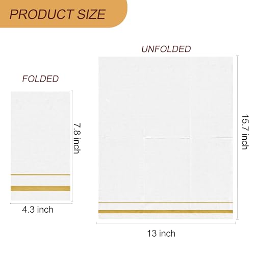 400 Pack Gold Trim Disposable Paper Dinner Napkins - Elegant White 3-Ply