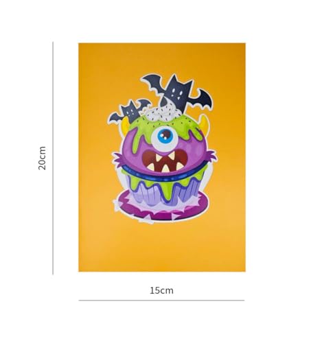 Halloween 3D Pop Up Card with Cupcake Monsters & Spooky Details - Handmade Greeting Card with Envelope