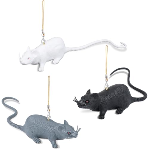 Fake Rat Ornaments Set - Realistic Plastic Mice for Halloween & Party Decor