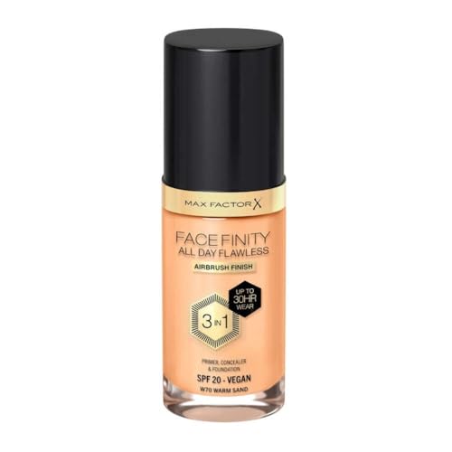 Max Factor Facefinity 3-in-1 Liquid Foundation SPF 20 Warm Sand 30ml - All Day Flawless Finish