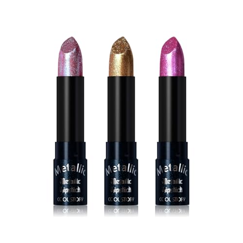 Metallic Glitter Lipstick Set - Shimmering Colors, Long Lasting Waterproof Matte - Set-B
