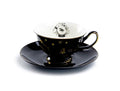 Black and Gold Tea Cup and Saucer Set - Halloween Decor, Grace Teaware