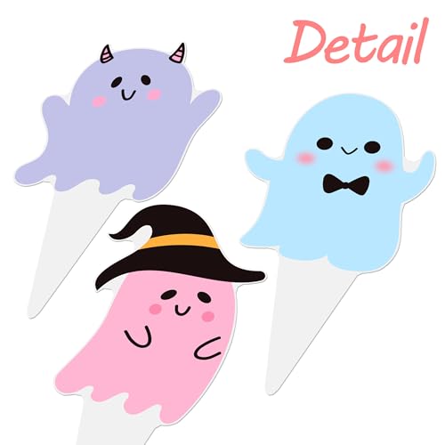 Halloween Ghost Cupcake Toppers 48PCS | Baby Shower & Party Decorations