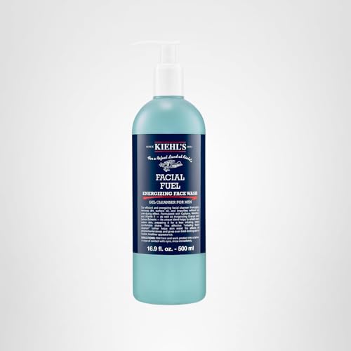 Kiehl's Facial Fuel Face Wash, Refreshing + Invigorating Men's Gel Cleanser, with Caffeine, Vitamin E and Menthol, Non-Drying Formula Moisturizes Skin, Great for Clogged Pores - 16.9 fl oz