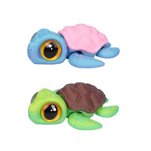 Refrigerator Magnets 2 Pack Articulated Turtle Models Flexible Joint Reptile Figurines