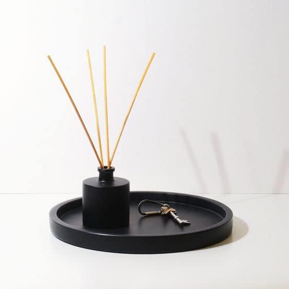 Lobolighting Black Round Decorative Serving Tray - Modern Farmhouse Home Decor