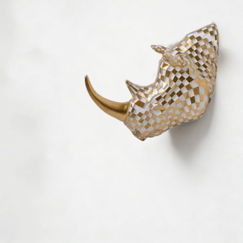 Animal Wall Art Sculpture - Rhino Head Resin Wall Decor 8.66 Inches Gold - Variation of THIS listing