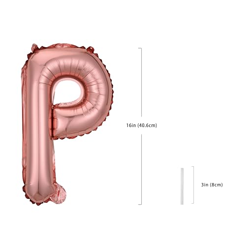 16 Inch Rose Pink Letter P Mylar Foil Balloon - Reusable Party Decor