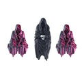 Halloween Gothic Decor Sitting Statue Set - Faceless Hooded Figures - 4" Black & Purple Figurines for Spooky Home Decor