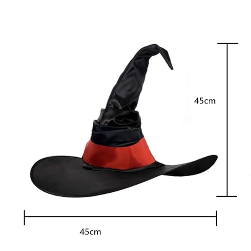 Halloween Witch Hat Costume Accessory Large Black Ruffled Headwear