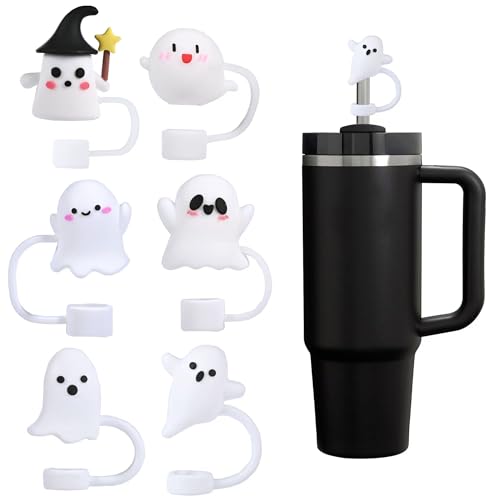 Halloween Ghost Silicone Straw Toppers for 30/40oz Tumblers - Dust-Proof & Reusable