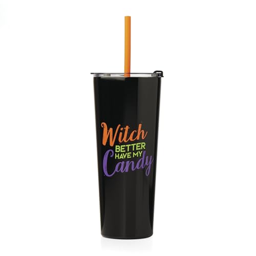 Halloween Witch Candy Insulated 24 Oz Tumbler with Straw - Fall Decor