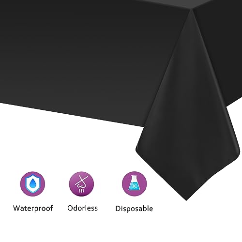 Black Plastic Tablecloths - 54 x 108 Inch Rectangle Disposable Pack of 2 - For Party Events & Dining - Variation: Black / Rectangle (4 Pack)