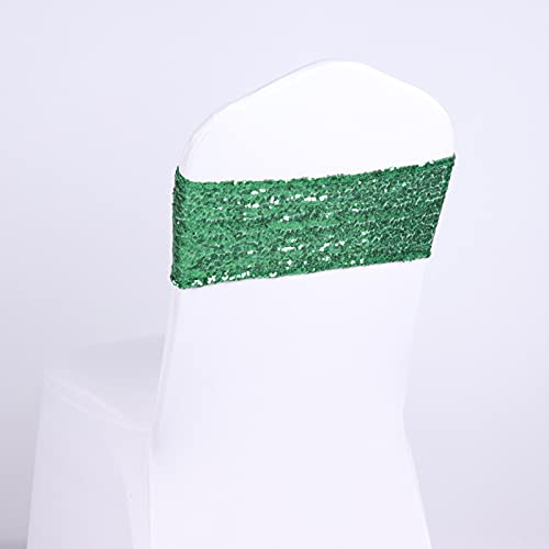 Green Stretch Sequin Chair Sashes Pack of 50 for Weddings & Events