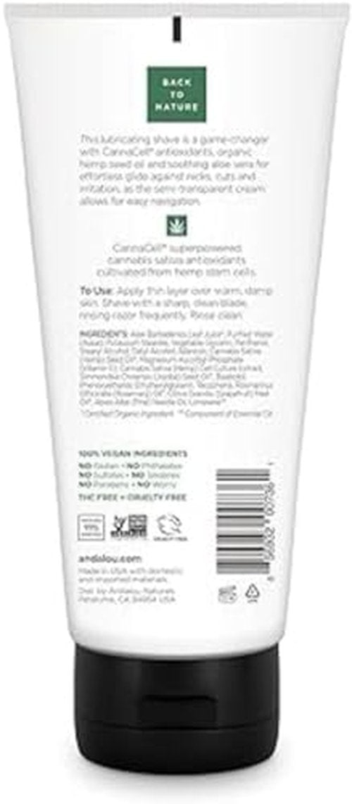 Andalou Naturals CannaCell MEN Smooth Glide Shave Cream, 6 Ounce