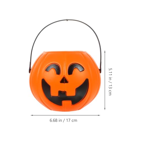 Halloween Pumpkin Candy Buckets Set of 2 - 6.69-Inch Plastic Trick-or-Treat Pails