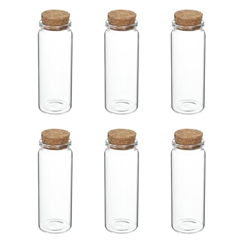 80ml Glass Bottles with Cork Stoppers - Set of 6 Clear Jars for Crafts & Wedding Decor
