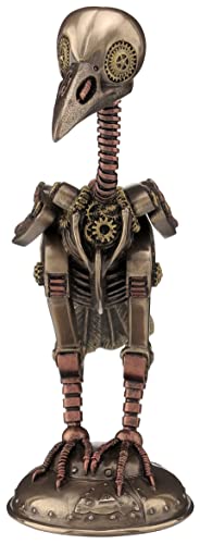 Steampunk Crow Skeleton Resin Sculpture with Cold Cast Bronze Finish - Home Decor