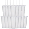15 Pack Glitter Water Bottles with Straws and Lids, 24oz Reusable Travel Tumblers - White Glitter