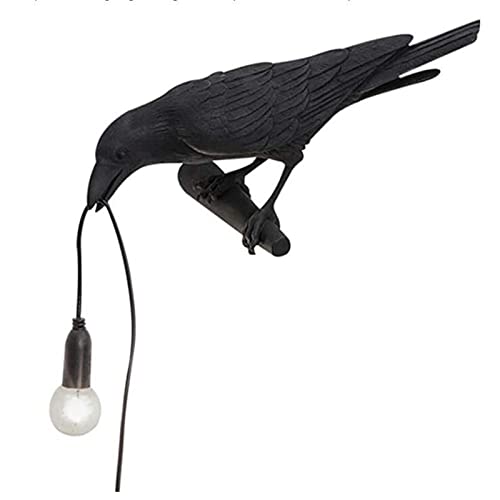 NorDiem Bird Wall Sconce Lamp - Black Resin Desk & Wall Light with E12 Bulb - Right Variant