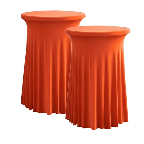 2 Pack Orange Highboy Cocktail Table Cover Skirt - 32x43 Inch Party Decor