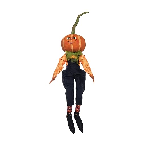 Halloween Pumpkin Figurine - Gathered Traditions Folk Art Decor - Orange