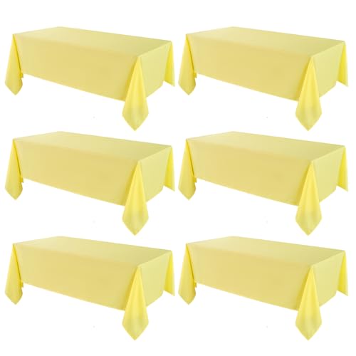 Yellow Rectangular Tablecloth 6 Pack 90x156 Inch for 8ft Tables - Polyester
