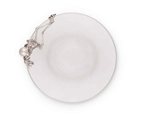 Halloween Skeleton Candy Dish Bowl - Handblown Glass & Pewter Decor - 10 Inch