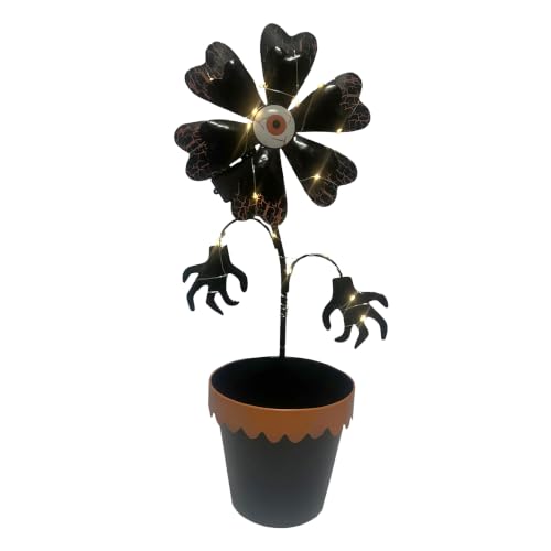 2-Ft. LED Flower Halloween Decoration - Warm White Lighted Pot Accent