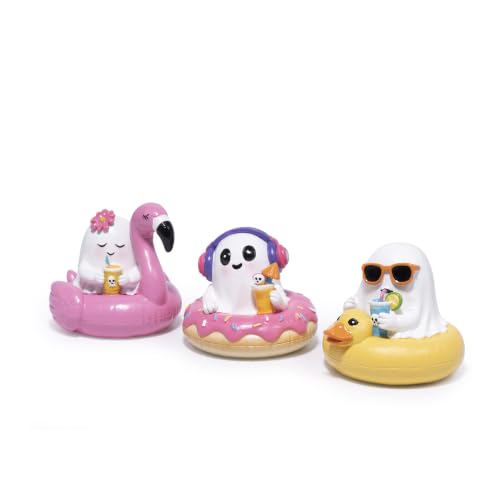 Halloween Ghost Figurines Set - Cute Pool Theme Decor for Fall & Halloween