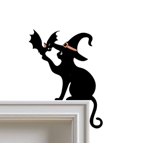 Halloween Cat Door Topper Black Metal Decor Bat Silhouette Home Decor