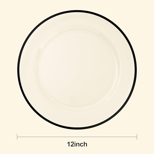Black Rim 12-Inch Clear Charger Plates Set of 50 - Elegant Tableware