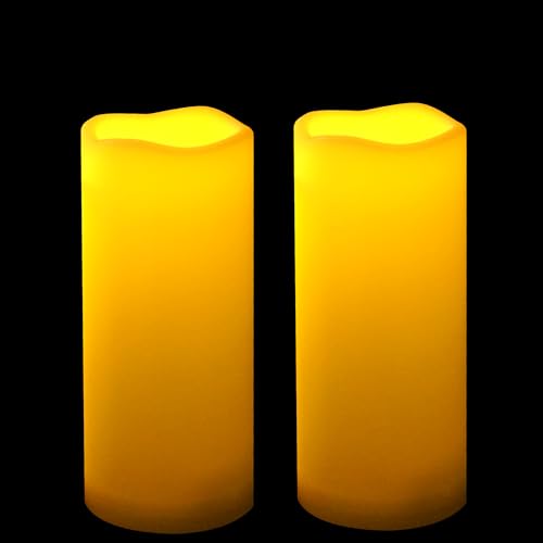 Outdoor Flameless LED Candles with Timer - Ivory, 3x7 Inches, 2 Pack