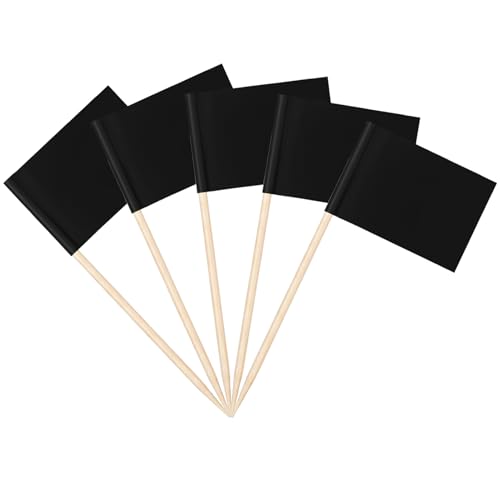 Black Toothpick Flags Set of 100 - Gothic Cake & Food Decorations, Halloween & Party Supplies — Variation: Black