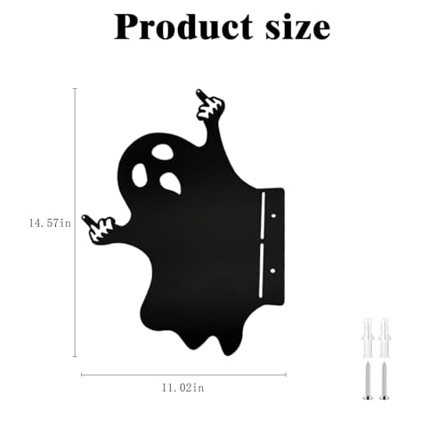 Funny Ghost Metal Sign Halloween Yard Decor Spooky Outdoor Ornament