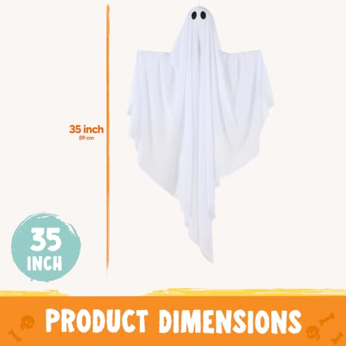 35-Inch Light Up Halloween Ghost Decor Set with Timer for Outdoor & Indoor Spooky Decorations